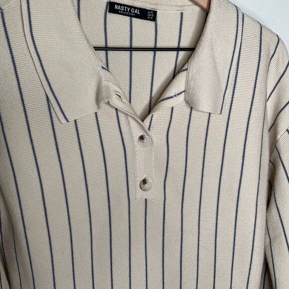 Nasty Gal Pinstripe Collared Sweater - Picture 4 of 5